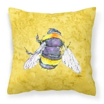 Carolines Treasures 8852PW1414 Bee on Yellow   Canvas Fabric Decorative Pillow 14Hx14W multicolor