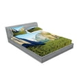 thumbnail image 2 of Ambesonne Forest Fitted Sheet & Pillow Sham Set, El Captain Scenery USA, Full, Green Blue, 2 of 2