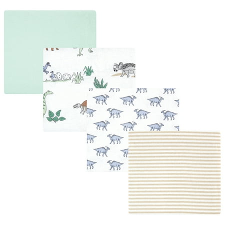 Luvable Friends Hudson Baby Flannel Receiving Blankets 4pk, Pastel Dino
