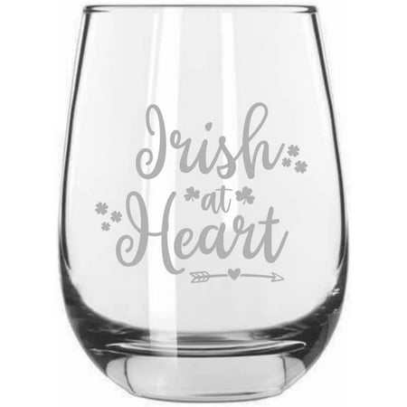 

Irish at Heart St Patrick s Day Etched 15.25oz Libbey Stemless Wine Glass