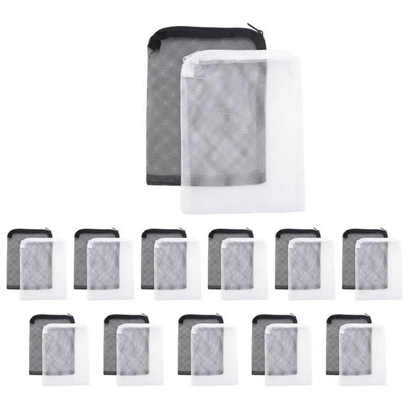 24 Pieces of Aquarium Filter Bag Media Mesh Filter Bag Reusable Mesh Bag for Granular Carbon, Bioball White and Black