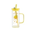 thumbnail image 2 of EGNMCR Kitchen Gadgets 400ml Glass Water Cup With Cup Lid And Glass Straw Fruit Patterns Decoration Beverage Cup Coffee Cup Cold Drink Cup Outdoor Or Home Office Drinking Cup glass water cup, 2 of 6