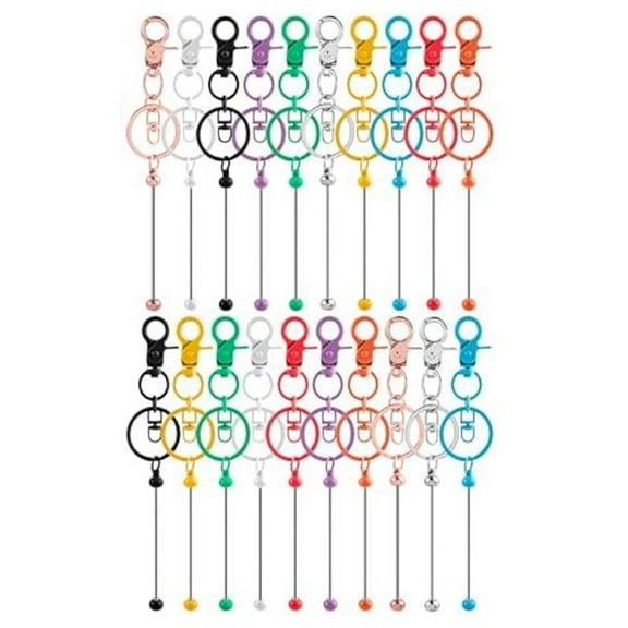 Symkmb 20pcs Beadable Keychains Bars,Diy Multicolor Blank Beadable Keychains-Keychain Bars for Beaded Keychain Making Kit iron Multicolor