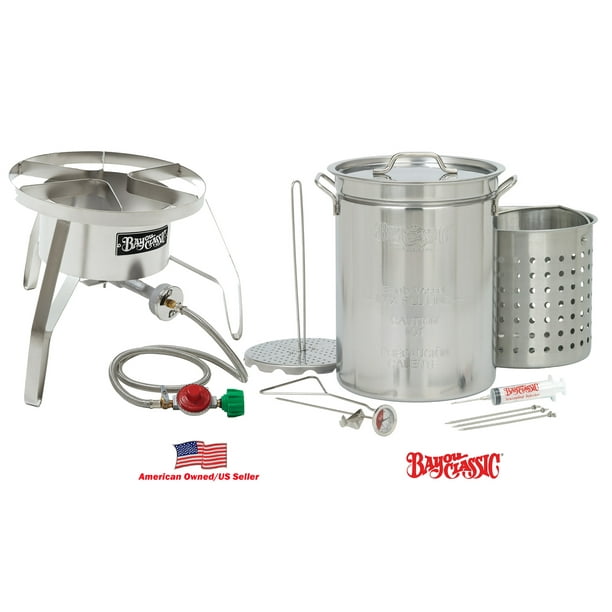 Bayou Classic 1195SS Stainless Steel 32Quart Turkey Fryer Kit with