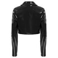 thumbnail image 6 of YEAHDOR Womens Long Sleeve Motorcycle Jacket Glossy Patent Leather Lapel Cropped Coat for Party Club Black L, 6 of 7