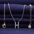 thumbnail image 3 of 18K Rose Gold Plated Initial Necklace | Moissanite Diamond Alphabet Necklace | Dainty Necklaces for Her | Letter "H" Pendant Necklace |18" + 2" Adjustable Chain, 3 of 6