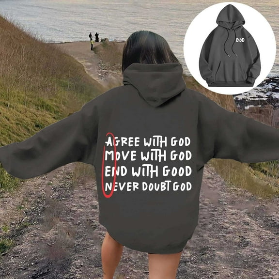 SIYUDAN Hoodies For Women Jesus Hoodies Letter Print Christian Sweatshirt Oversized Pullovers For Women Fall Clothing Women 2025 Comfy Clothes For Women