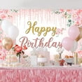 thumbnail image 5 of Mocsicka Floral Birthday Backdrop Pink Glitter Flower Happy Birthday Banner Party Decorations for Girl Women 6x3.6 ft, 5 of 8