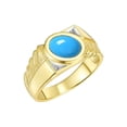 thumbnail image 3 of RYLOS Men's Rings 14K Yellow Gold Cabochone Gemstone & Diamond Designer Turquoise Rings For Men Size 9, 3 of 7
