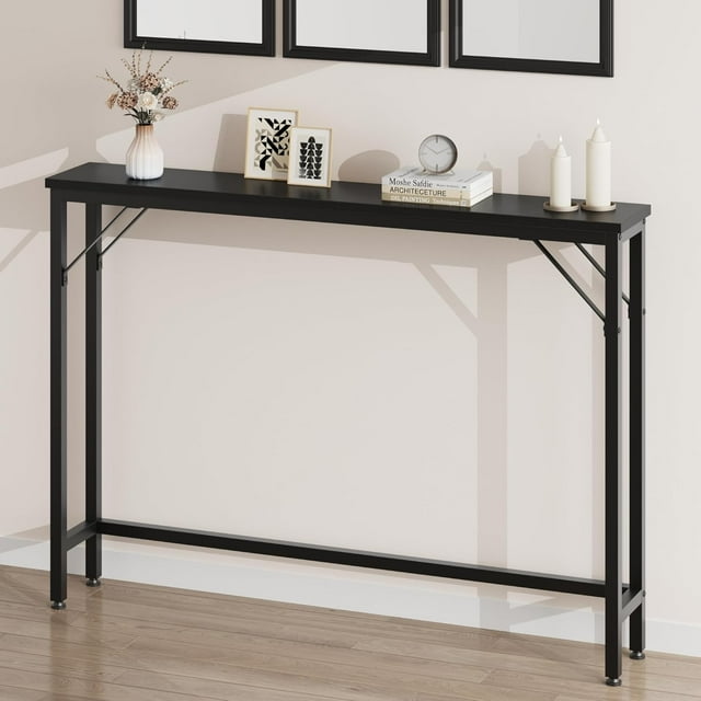 IdeaHouse 5.9" Narrow Sofa Table, Skinny Console Table with Storage, Slim Behind Couch Table for Living Room, Entryway, Hallway, Foyer - Black
