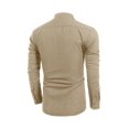 thumbnail image 4 of xiaxaixu Men's Spring Autumn Casual Shirt Solid Color Long Sleeve Stand Collar Button Tops, 4 of 9