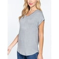 thumbnail image 3 of Women Casual Loose Fit V-Neck Cuff Dolman Sleeve Drop Shoulder Jersey T-shirts Top, 3 of 5
