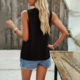 thumbnail image 6 of Women Summer Tops Women's Solid Color V Neck Sleeveless Vest Tank Comfort Top Crop Too Carry Camisole Compression Shirt Women V Neck Shirt Juniors Bra 30 Top Button Crop Pack Spotted Blouse Black S, 6 of 6
