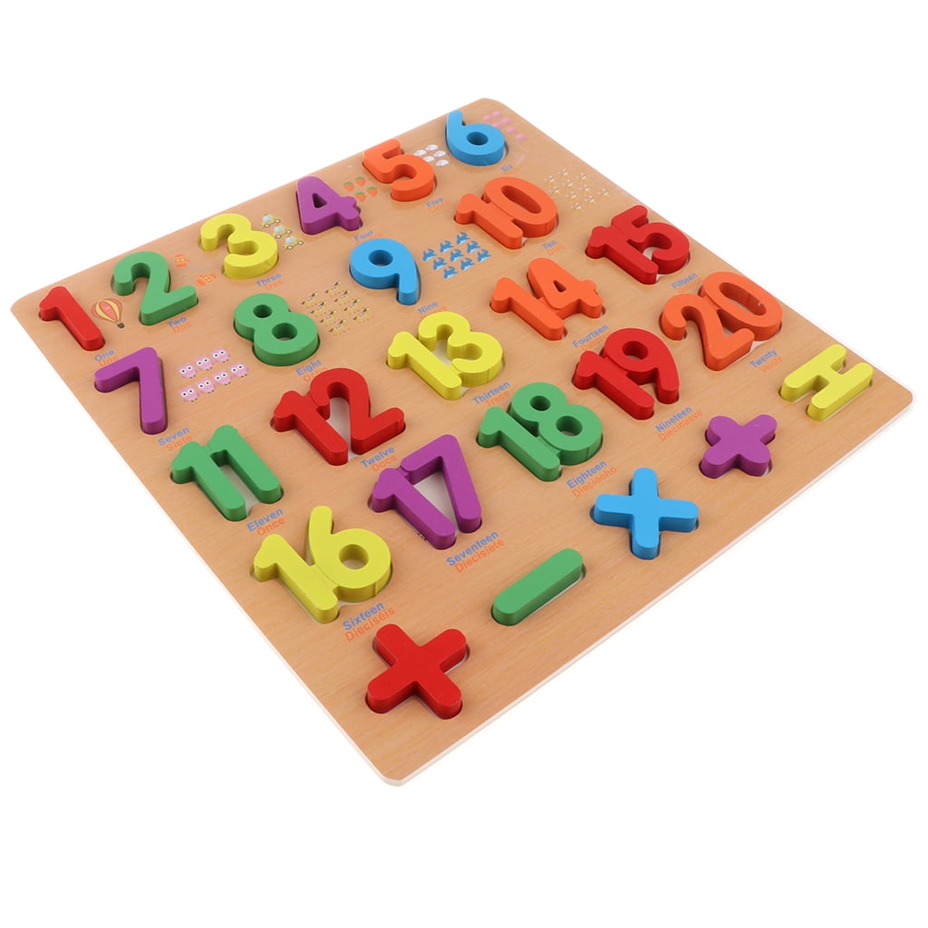 Wooden Puzzle Board Numbers 1-20 Amount Symbols Early Educational Toys 