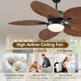 thumbnail image 3 of YIOSI 52 Inch Tropical Palm Leaf Ceiling Fan with LED Lights, Remote Control & App Operable, Reversible Quiet DC Motor, Dimmable, Indoor/Outdoor Ceiling Fans for Patios, Porches, Living Room, Brown, 3 of 12