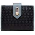 thumbnail image 1 of Women's Short Heart Hardware Buckle PU Soft Surface Leather Wallet Wallet Small Purses Buckle - Black, 1 of 6