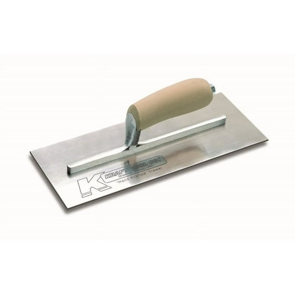 Kraft Tools PL449 11-1/2"x4-3/4" Golden Stainless Steel Plaster Trowel w/Short Shank Wood Handle