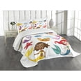 thumbnail image 3 of Ambesonne Colorful Quilted Bedspread Set 3 Pcs, Mermaids Sea Friends, Queen Size, Multicolor, 3 of 5