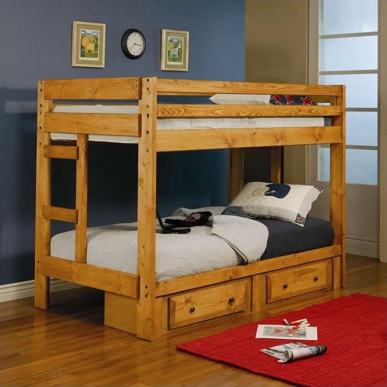 Coaster Wrangle Hill Twin over Twin Bunk Bed in Amber Wash Finish 