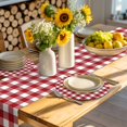 thumbnail image 4 of Farmhouse Buffalo Plaid Round 13 Inch Placemats Set of 8, Red White Checkered HeatResistant Non Slip Place Mats for Dining Table, Wipeable Braided Kitchen Table Mats for Housewarming, 4 of 9