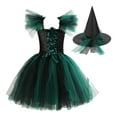 thumbnail image 2 of Children's Halloween Color Blocked Mesh Dress Cosplay Witch Party Dress And Hat For Kids Vestidos para chicas, 2 of 6