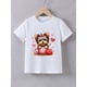 thumbnail image 1 of Kids' Summer Casual Crew Neck T-Shirt, Cotton, Cartoon Yorkshire Terrier Print, Slight Stretch Knit Fabric, Regular Fit, with "Jump into Cup" Design, for Ages 12 and Under, 1 of 6