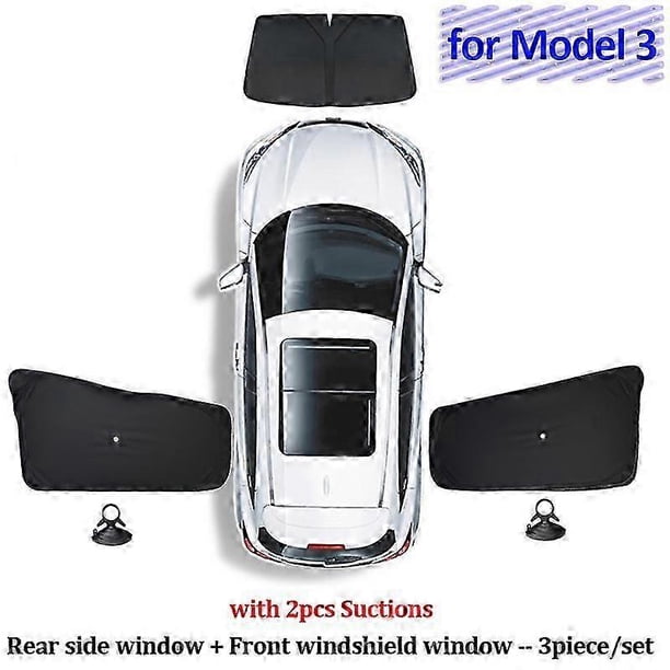 Car Sun Shade for Tesla Model 3 Y X S 2017-2023 Front Side Window Custom Sunshade Cover with Suction Rear Windshield Accessories