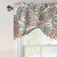 thumbnail image 5 of Tie Up Valances for Windows, Paisley Flower Adjustable Valance Curtains Window Treatment for Living Room, Spring Watercolor Floral Leaf Plant Orange Rod Pocket Kitchen Curtains & Drapes 60x18 Inch, 5 of 9