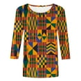 thumbnail image 5 of QIPOPIQ Hauts à Manches 3/4 pour Femmes Été Chemises Rayées Trois Quarts Tunique Imprimée Décontractée Blouses pour Femmes en Liquidation, 5 of 5