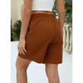 thumbnail image 5 of Gleelaud Women's Bermuda Shorts Summer Elastic Waist Casual Lightweight Button Shorts with Pockets Brown, 5 of 6