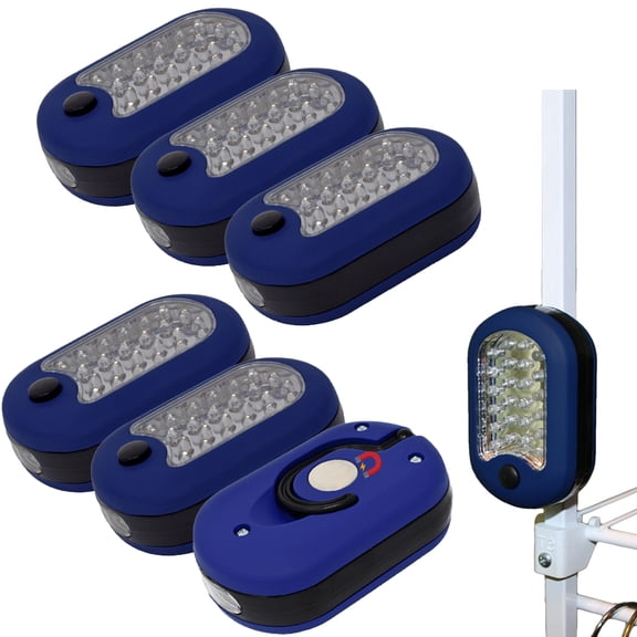 6 Pack - Evelots Flashlight-Compact-Magnetic-Swivel Hook-Super Bright-27 LED Lights