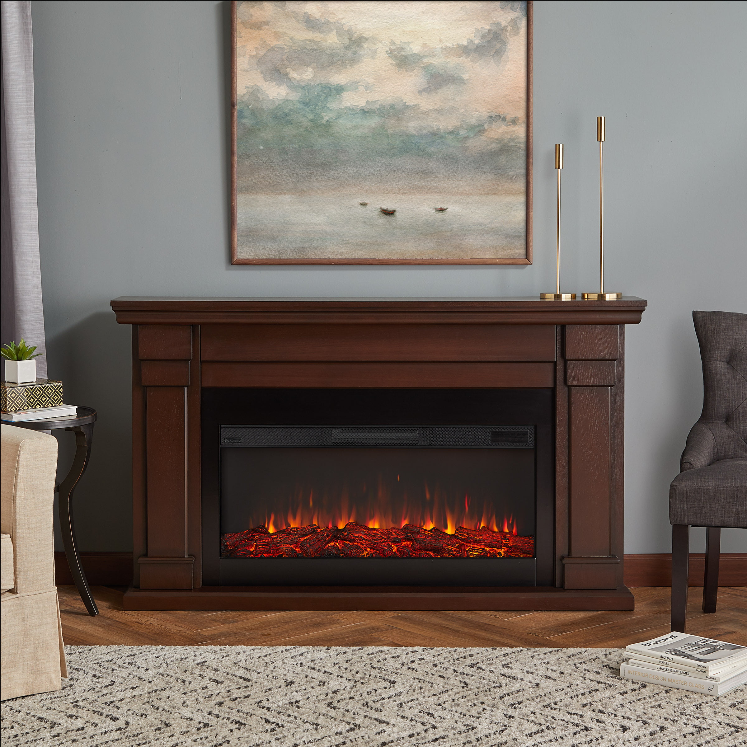 Carlisle Electric Fireplace In Chestnut, Does An Electric Fireplace Have A Real Flame