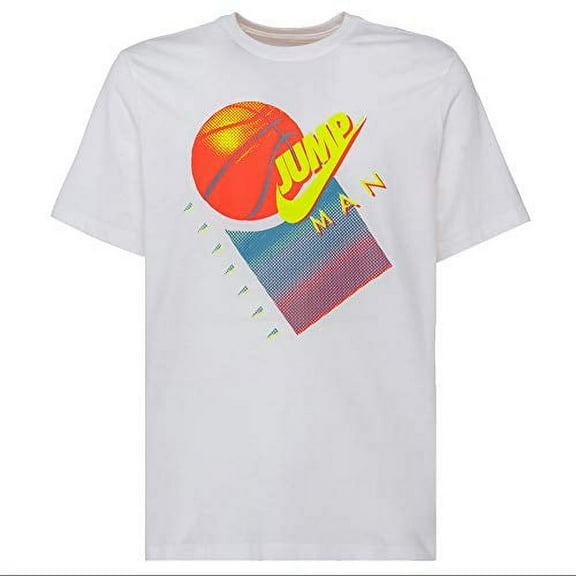 Jordan Jumpman Graphic Basketball T-Shirt Mens Knits & Tees Size Xxl, Color: White/Lemon Venom