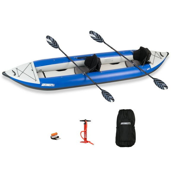Sea Eagle 420X Explorer Inflatable Kayak- Fishing, Touring, Camping, Exploring & White Watering-Self Bailing, Removable Skeg, Drop Stitch Floor- Pro Package