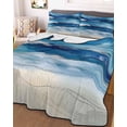 thumbnail image 3 of Quilts Twin-XL Size Bedding Set, Navy Blue Coastal Beach Lightweight Quilted Comforter, Summer Nautical Ocean Ombre Art Soft Reversible Bedspread Coverlet with Pillow Covers for All Season, 68" x 98", 3 of 7