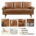 thumbnail image 5 of Ovios 74 Inch Sectional Sofa Couch Mid Century Modern Faux Leather Sofa 3-Seater Small Couch for Living Room Office Apartment,Brown, 5 of 6