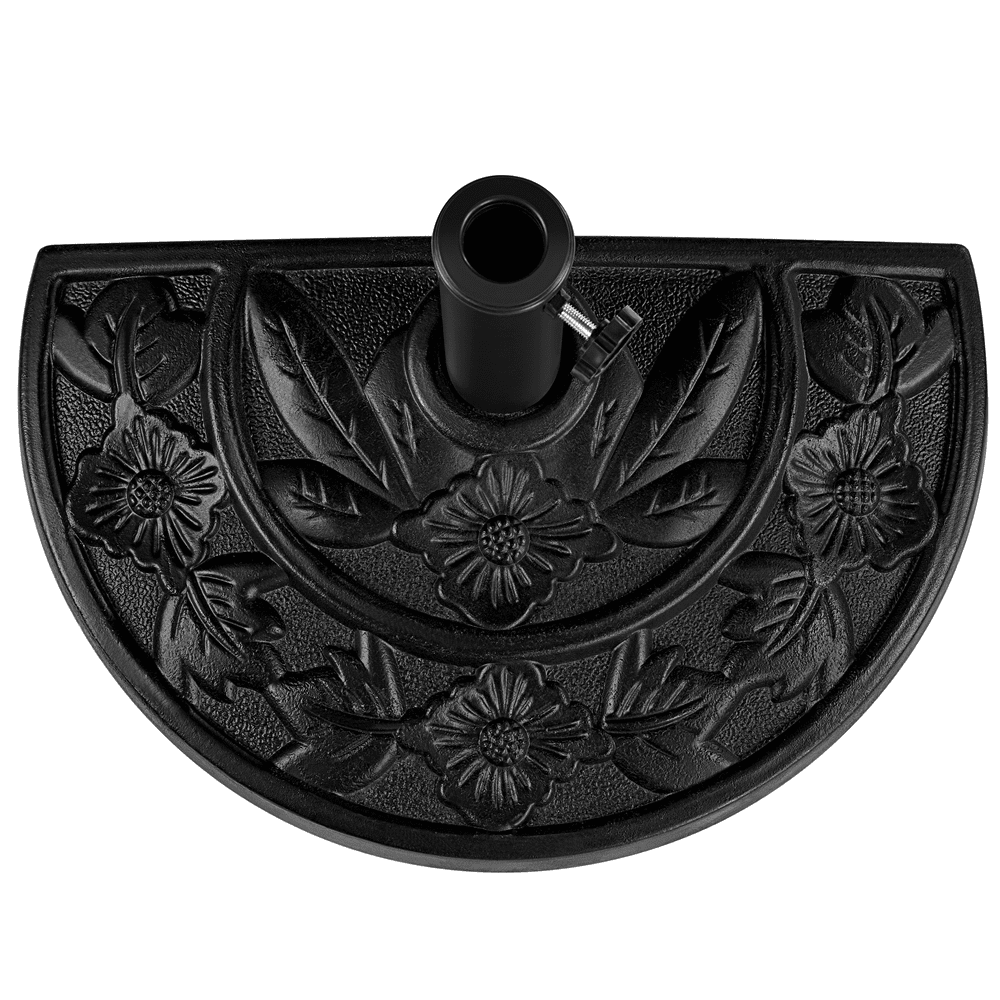 Renwick Half Round Umbrella Base Stand with Floral Pattern, Black