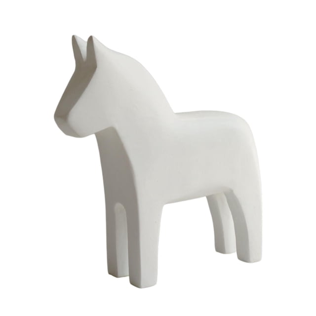 Figura de caballo Dala sueco de madera tallada a mano, adorno decorativo para el hogar Blanco