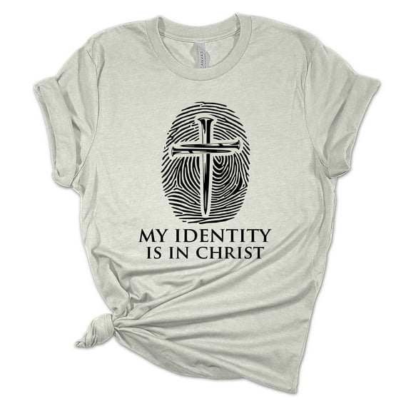 Womens Christian Tshirt My Identity is in Christ Jesus Christian Short Sleeve T-shirt Graphic Tee-Athletic Heather-4xl