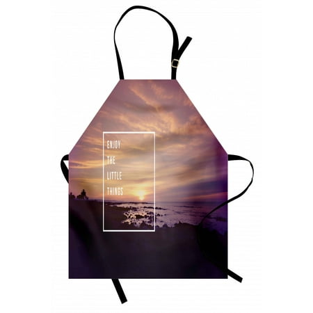 

Motivational Apron Sunset on Beach with Tropical Landscape Hawaiian Scenic Beauty Idyllic Quote Unisex Kitchen Bib Apron with Adjustable Neck for Cooking Baking Gardening Multicolor by Ambesonne
