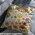 thumbnail image 2 of Castle Fairy Peace Sign Fabric by the Yard 3 Yard,Rainbow Mushroom Fabric for Sewing,Cartoon Stars Room Decor Fabric by the Yard,Ultra Soft Bohemian Home Decor, 2 of 6