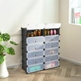 thumbnail image 2 of Giantex 12-Compartment Shoe Rack, Stackable Shoe Unit Box Organizer with Doors, Space Saving Modular Rectangular Cube Storage, 2 of 8