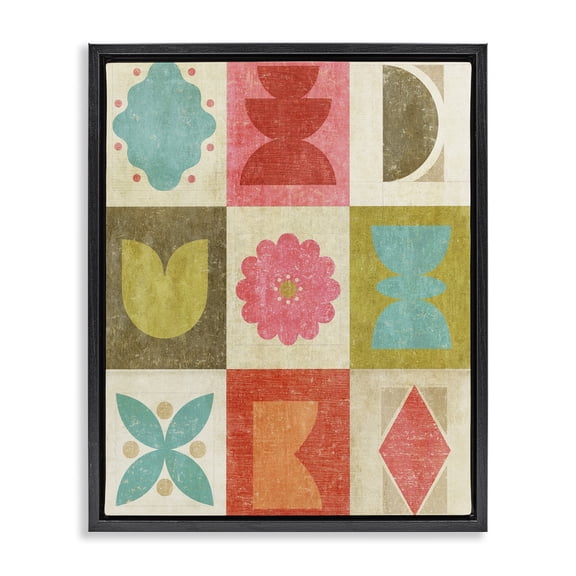 Stupell Industries Modern Happy Dance Geometrics Black Floating Frame Canvas Art, 17 x 21, by Suzanne Nicoll