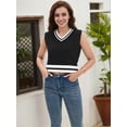 thumbnail image 2 of DARING DIVA Women's Cropped Sweater Vest Tank Tops S Black White, 2 of 7