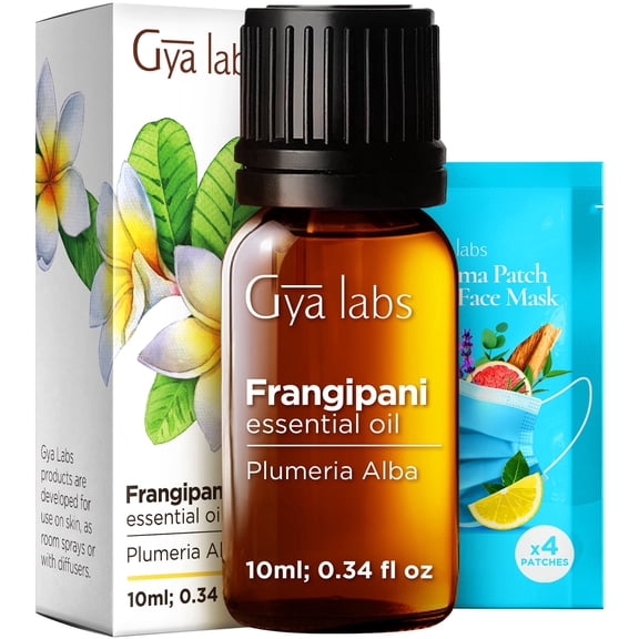 Gya Labs Frangipani Essential Oil - 0.34 fl oz - for Hair, Skin, Diffuser, Aromatherapy & DIY Candle Making Scent
