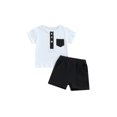 thumbnail image 2 of Toddler Boy Shorts Set Short Sleeve Round Neck Pocket Button T-Shirt with Shorts 2Pcs Summer Outfit, 2 of 9