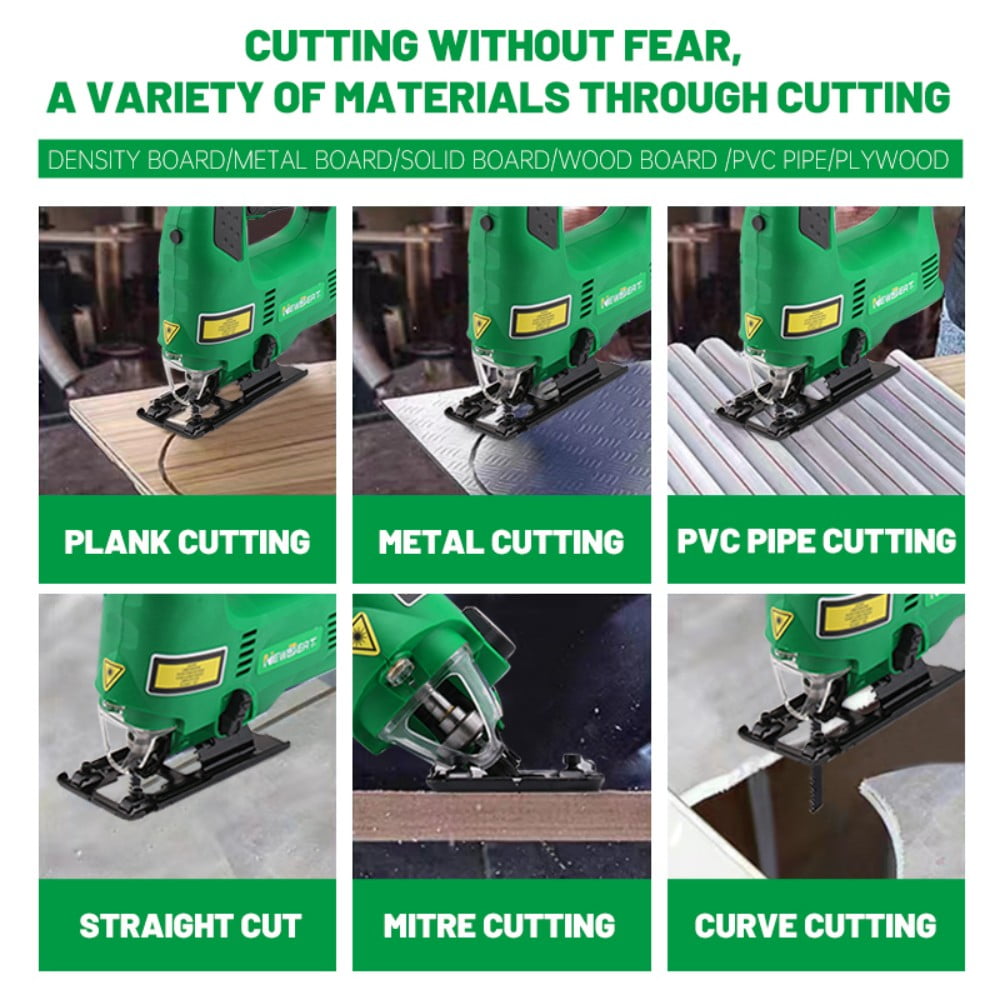 NEWBEAT Jigsaw for Wood & Metal, 550W Variable Speed Electric Jig Saw, 80mm Wood / 55mm Iron Cutting, Power Tool Kit with Blades & Accessories