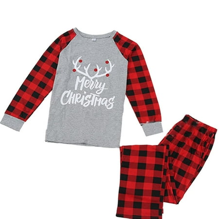 

Supporting Family Pajamas Set Christmas Pajamas Plaid Long Sleeve T-shirt