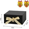 thumbnail image 3 of Skivra Black Gift Box with Ribbon - 1 Pack, 6x6x3 Inch Small Rectangle Collapsible Luxury Gift Box with Magnetic Lid Closure, Shredded Paper Filler & Card, 3 of 14