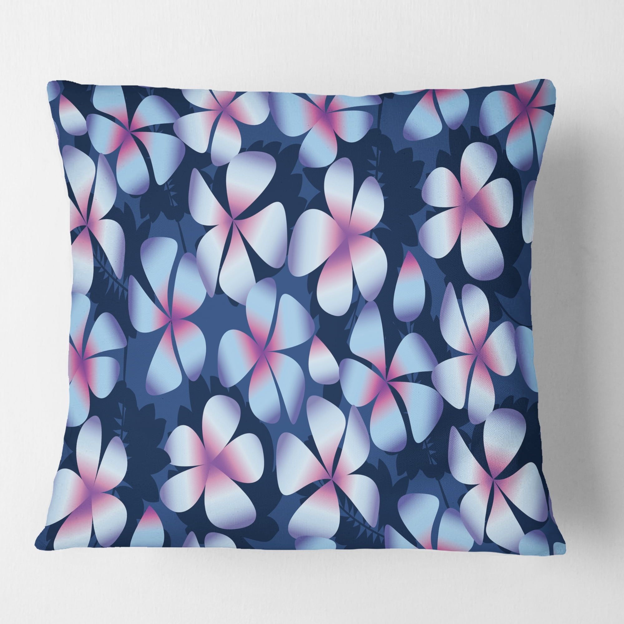 Designart Retro Frangipani Flowers' Mid-Century Modern Throw Pillow - 16x16